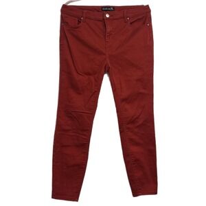 Design Lab Womens 14W Skinny Pants Rust Red High Rise Stretch